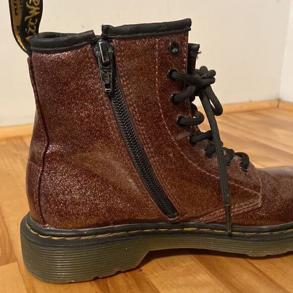 Dr. Martens Maroon Purple 1460 Glitter J Side Zip Combat Ankle Boots Size 3 - Picture 5 of 9